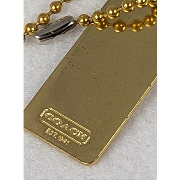 Coach metal bag tag goldtone Stagecoach 1 34" x 7/8"Ball chain included EUC - Picture 5 of 6